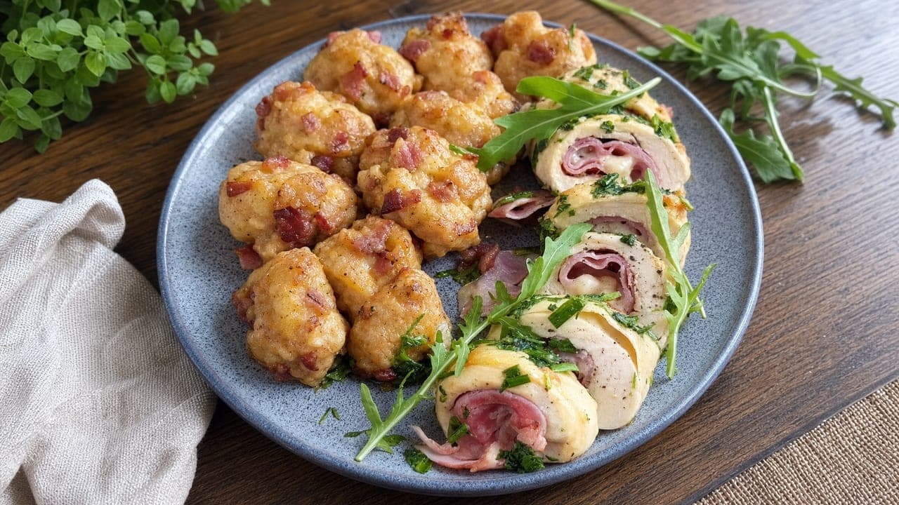 Göngyölt csirkemell baconos burgonyával