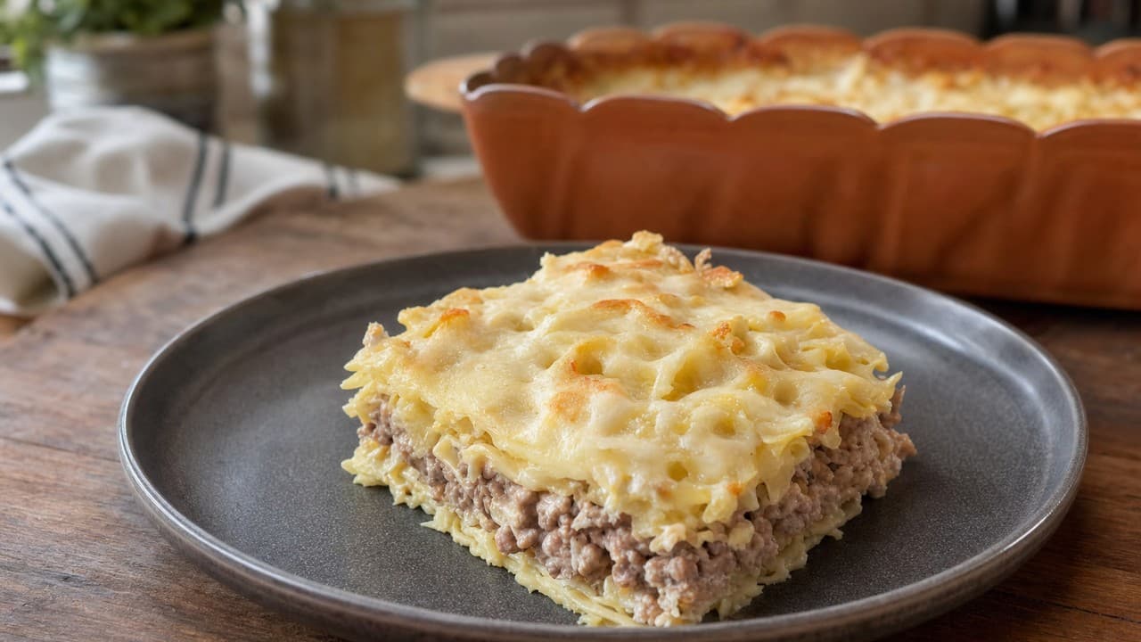 Rakott sertés Stroganoff tésztával