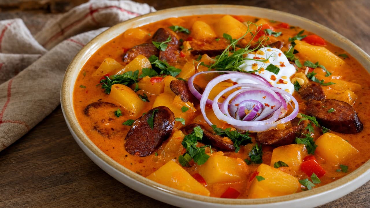 Krémes kolbászos-burgonyás parasztragu – Raguk & pörköltek recept