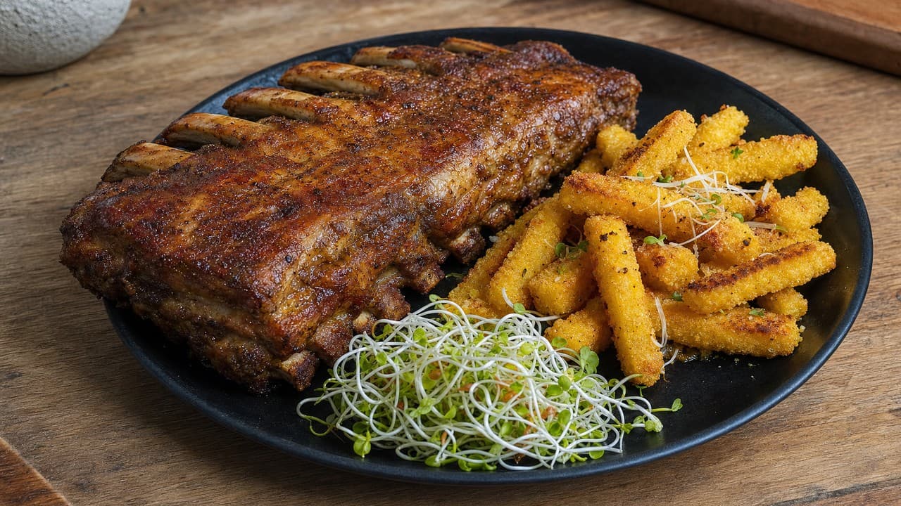 Mézes–mustáros sült bárányoldalas, parmezános ropogós polenta hasábokkal – Húsos & Egytálételek recept