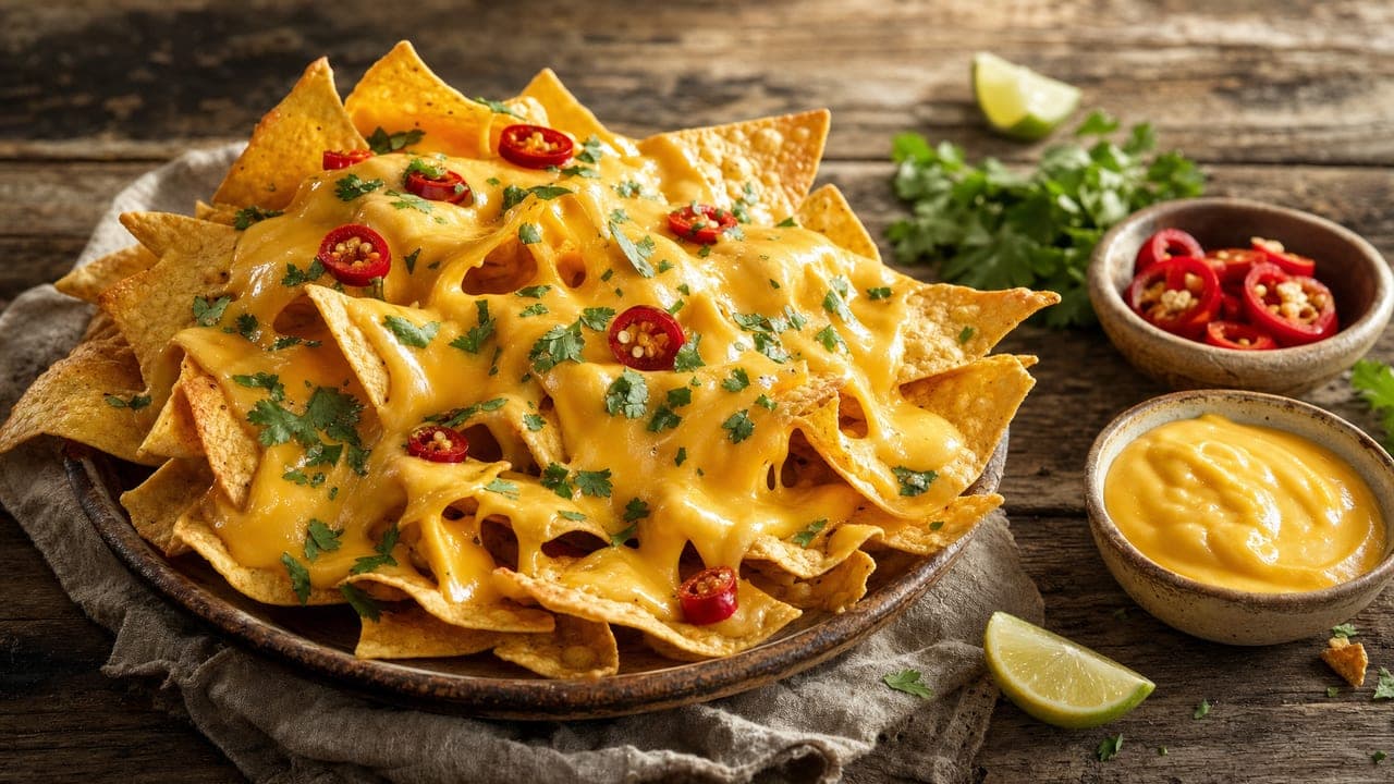Sori nézős, házi nachos, házi cheddar szósszal – Reggeli, snack & italok recept
