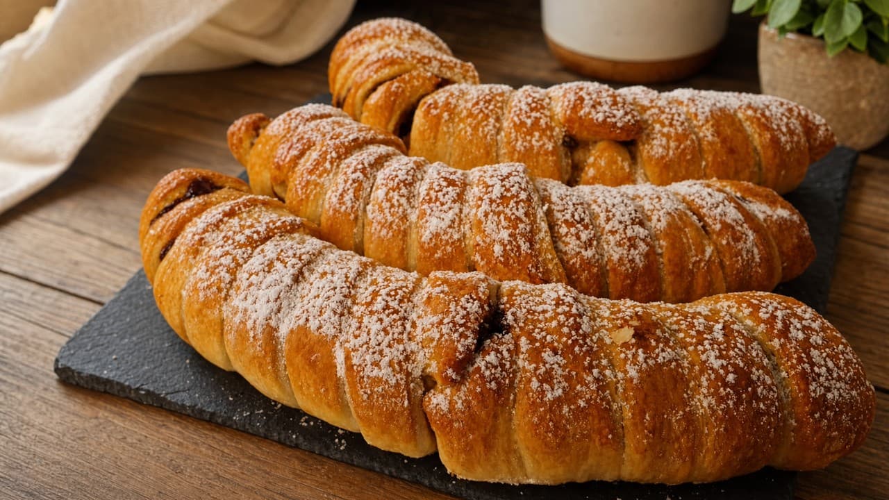 Sült banán, nutellával töltve, leveles tésztában