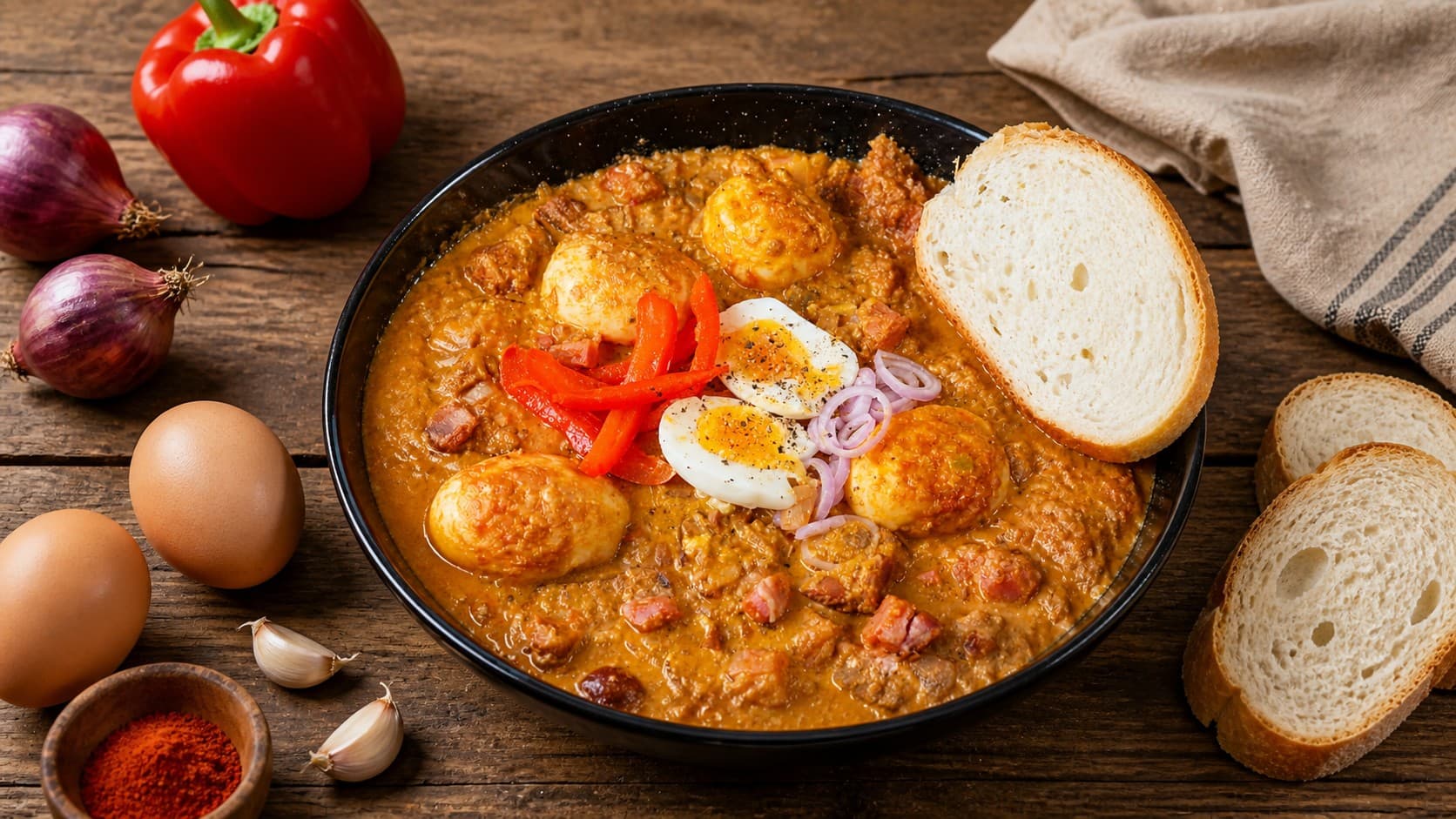 Tojáspörkölt sült tojással és füstölt csülökkel – Raguk & pörköltek recept