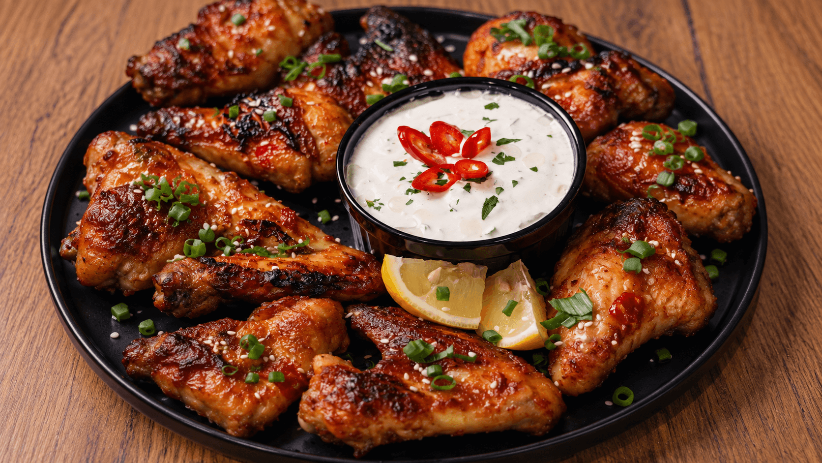 Ragacsos mézes-chilis csirkeszárny citromos-fokhagymás joghurtmártással – Húsos & Egytálételek recept